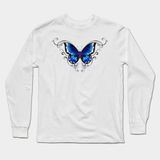 Tattoo Blue Butterfly ( Butterflies ) Long Sleeve T-Shirt